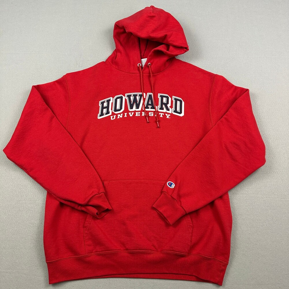Howard Bison Hoodie Men Large Red Solid Champion Sweatshirt NCAA Football L